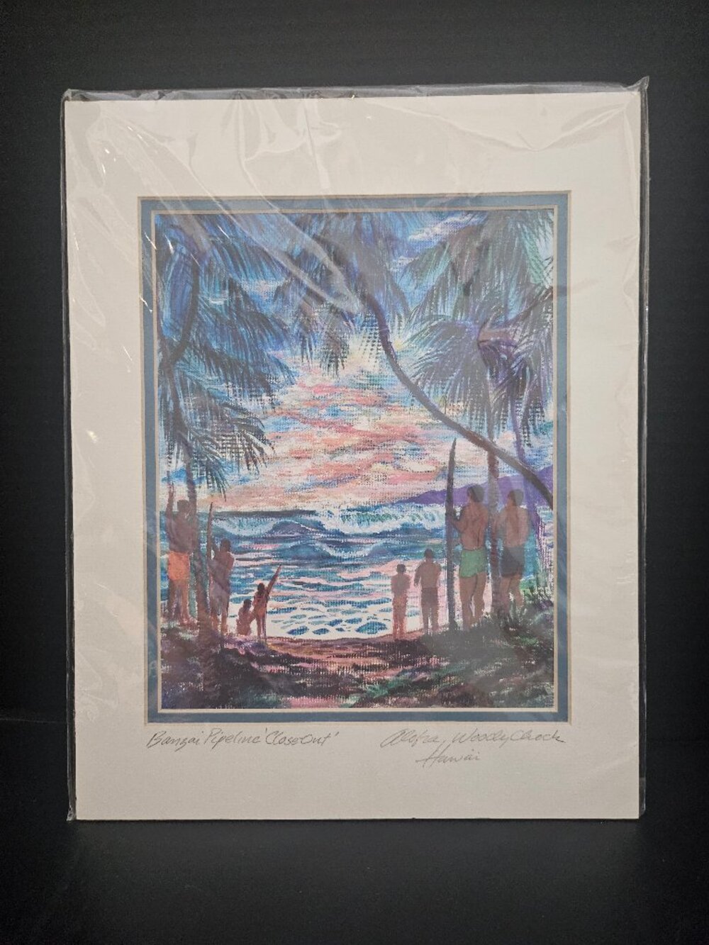 Woody Chock Hawaii Original Matted Watercolor Signed Painting No Print 11" x 14"